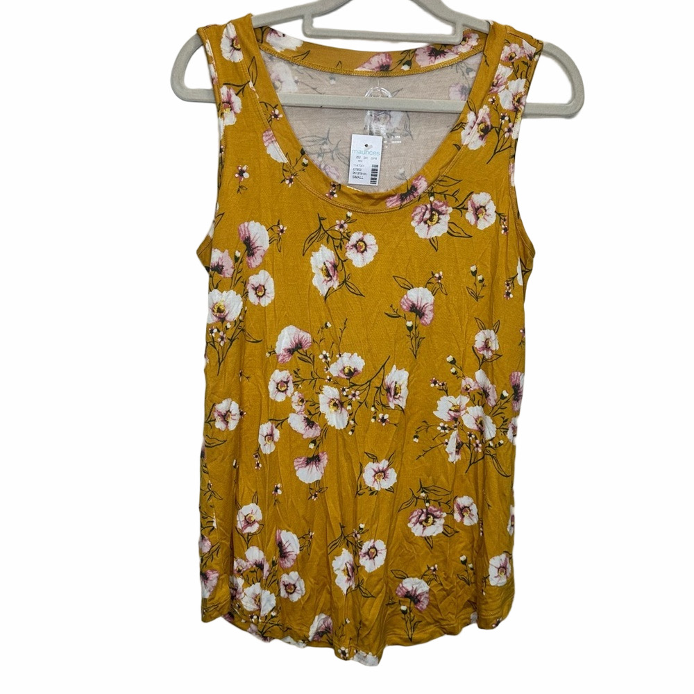 NWT MAURICES Mustard Flowy Floral Blouse Size Small